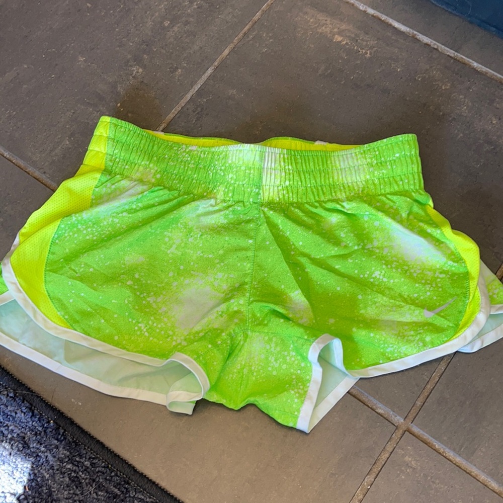 Green & yellow splattered Nike dri-fit shorts